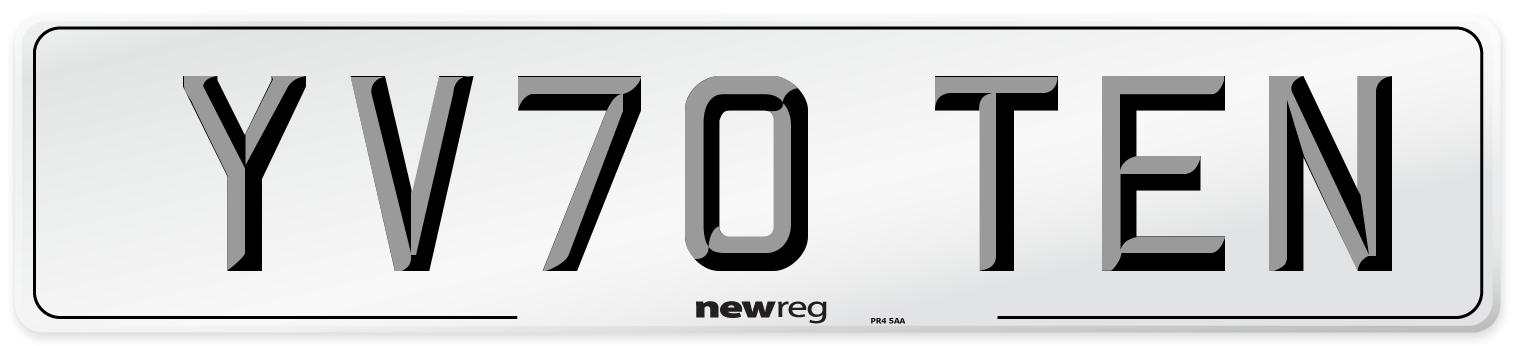 YV70 TEN Number Plate from New Reg